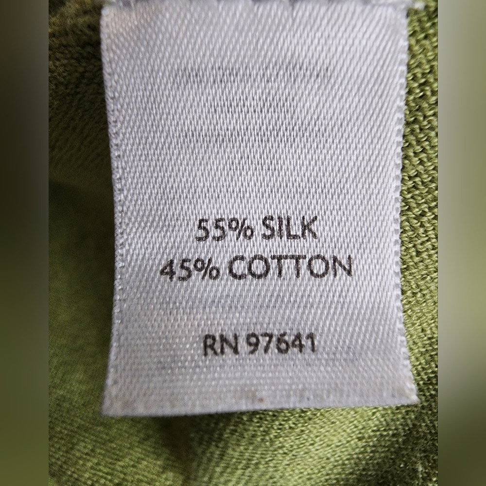 J.Jill Silk Cotton Blend Green Open Front Cardigan Sweater SZ X-Small - Picture 4 of 6